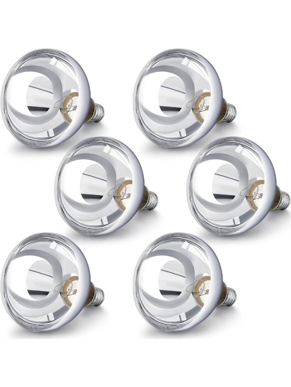 6 Pack 250W Heat Lamp Bulbs R40 E26 - High-Performance Silver Light Bulbs